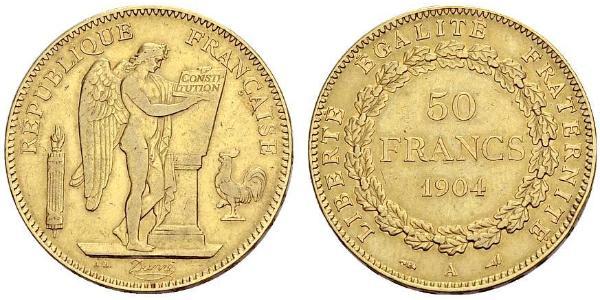 50 Franc French Third Republic (1870-1940)  Gold 