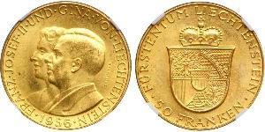 50 Franc Liechtenstein Gold Franz Joseph II, Prince of Liechtenstein (1938 - 1989) 