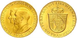 50 Franc Liechtenstein Gold Franz Joseph II, Prince of Liechtenstein (1938 - 1989) 