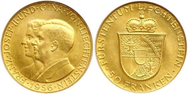 50 Franc Liechtenstein Gold Franz Joseph II, Prince of Liechtenstein (1938 - 1989) 