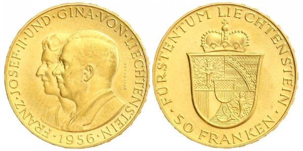 50 Franc Liechtenstein Gold Franz Joseph II, Prince of Liechtenstein (1938 - 1989) 