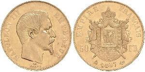 50 Franc Second French Empire (1852-1870) Gold Napoleon III (1808-1873)