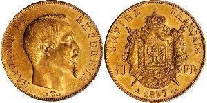 50 Franc Second French Empire (1852-1870) Gold Napoleon III (1808-1873)