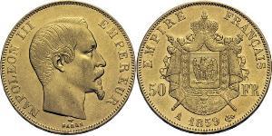 50 Franc Second French Empire (1852-1870) Gold Napoleon III (1808-1873)