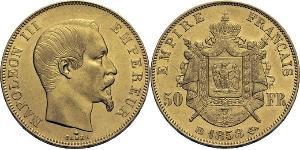 50 Franc Second French Empire (1852-1870) Gold Napoleon III (1808-1873)