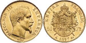 50 Franc Second French Empire (1852-1870) Gold Napoleon III (1808-1873)