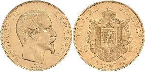 50 Franc Second French Empire (1852-1870) Gold Napoleon III (1808-1873)