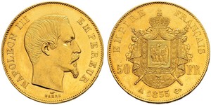 50 Franc Second French Empire (1852-1870) Gold Napoleon III (1808-1873)