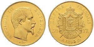 50 Franc Second French Empire (1852-1870) Gold Napoleon III (1808-1873)