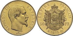 50 Franc Second French Empire (1852-1870) Gold Napoleon III (1808-1873)