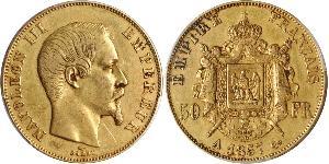 50 Franc Second French Empire (1852-1870) Gold Napoleon III (1808-1873)