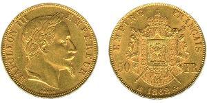 50 Franc Second French Empire (1852-1870) Gold Napoleon III (1808-1873)