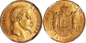 50 Franc Second French Empire (1852-1870) Gold Napoleon III (1808-1873)