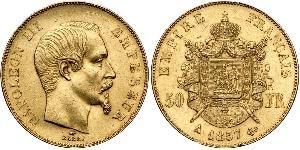 50 Franc Second French Empire (1852-1870) Gold Napoleon III (1808-1873)