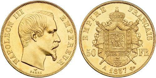 50 Franc Second French Empire (1852-1870) Gold Napoleon III (1808-1873)