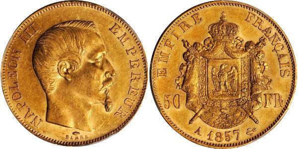 50 Franc Second French Empire (1852-1870) Gold Napoleon III (1808-1873)