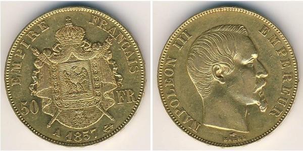 50 Franc Second French Empire (1852-1870) Gold Napoleon III (1808-1873)