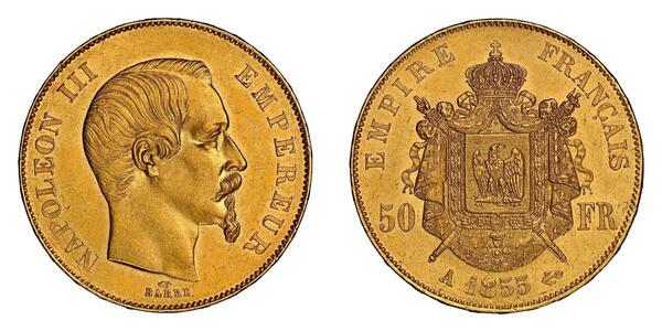 50 Franc Second French Empire (1852-1870) Gold Napoleon III (1808-1873)