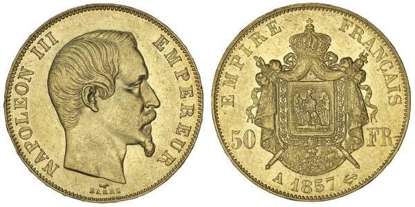50 Franc Second French Empire (1852-1870) Gold Napoleon III (1808-1873)