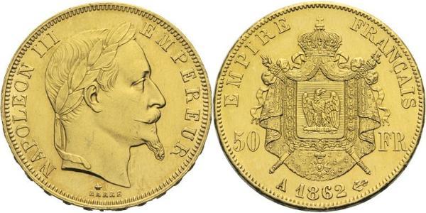 50 Franc Second French Empire (1852-1870) Gold Napoleon III (1808-1873)