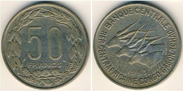 50 Franc República Centroafricana Níquel/Cobre 