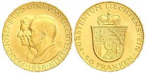 50 Franc Liechtenstein Or Franz Joseph II, Prince of Liechtenstein (1938 - 1989) 