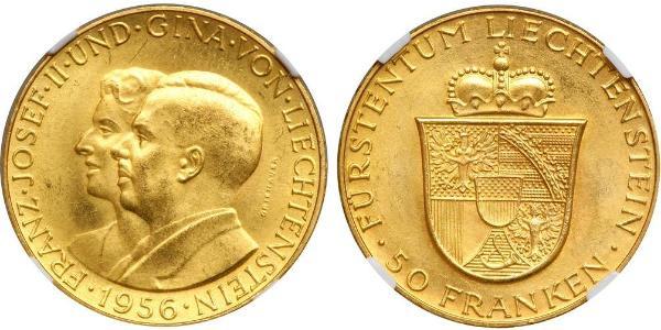 50 Franc Liechtenstein Oro Franz Joseph II, Prince of Liechtenstein (1938 - 1989) 