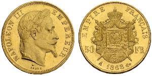 50 Franc Secondo Impero francese (1852-1870) Oro Napoleone III (1808-1873)