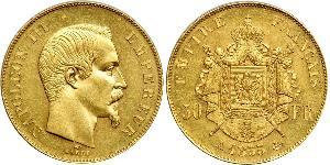 50 Franc Secondo Impero francese (1852-1870) Oro Napoleone III (1808-1873)