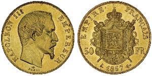 50 Franc Secondo Impero francese (1852-1870) Oro Napoleone III (1808-1873)