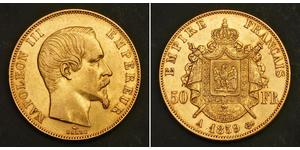 50 Franc Secondo Impero francese (1852-1870) Oro Napoleone III (1808-1873)