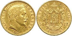 50 Franc Secondo Impero francese (1852-1870) Oro Napoleone III (1808-1873)