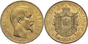 50 Franc Secondo Impero francese (1852-1870) Oro Napoleone III (1808-1873)