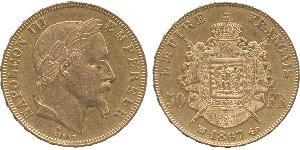 50 Franc Secondo Impero francese (1852-1870) Oro Napoleone III (1808-1873)