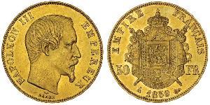 50 Franc Secondo Impero francese (1852-1870) Oro Napoleone III (1808-1873)