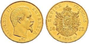 50 Franc Secondo Impero francese (1852-1870) Oro Napoleone III (1808-1873)