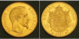 50 Franc Secondo Impero francese (1852-1870) Oro Napoleone III (1808-1873)