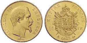 50 Franc Secondo Impero francese (1852-1870) Oro Napoleone III (1808-1873)