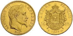 50 Franc Secondo Impero francese (1852-1870) Oro Napoleone III (1808-1873)