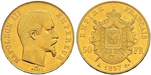 50 Franc Secondo Impero francese (1852-1870) Oro Napoleone III (1808-1873)