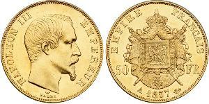 50 Franc Secondo Impero francese (1852-1870) Oro Napoleone III (1808-1873)