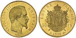 50 Franc Secondo Impero francese (1852-1870) Oro Napoleone III (1808-1873)