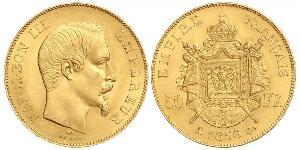 50 Franc Secondo Impero francese (1852-1870) Oro Napoleone III (1808-1873)