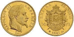 50 Franc Secondo Impero francese (1852-1870) Oro Napoleone III (1808-1873)