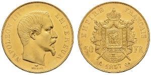 50 Franc Secondo Impero francese (1852-1870) Oro Napoleone III (1808-1873)