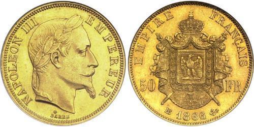 50 Franc Secondo Impero francese (1852-1870) Oro Napoleone III (1808-1873)