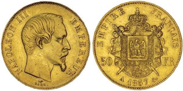 50 Franc Secondo Impero francese (1852-1870) Oro Napoleone III (1808-1873)