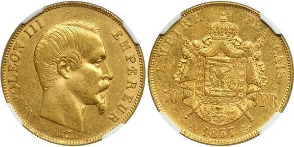 50 Franc Secondo Impero francese (1852-1870) Oro Napoleone III (1808-1873)