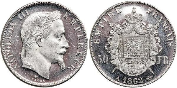 50 Franc Secondo Impero francese (1852-1870) Oro Napoleone III (1808-1873)