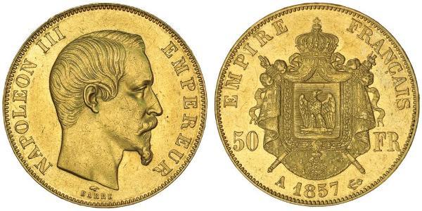 50 Franc Secondo Impero francese (1852-1870) Oro Napoleone III (1808-1873)
